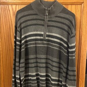 Van Heusen Gray Striped Zip-Up Sweater